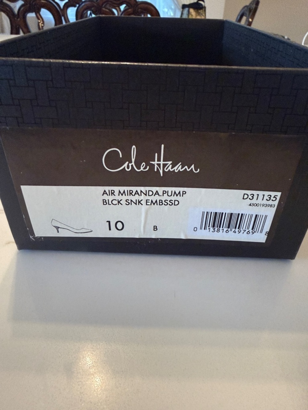 Cole Haan Black Snakeskin-Textured Pointed Toe Pumps - Picture 5 of 5